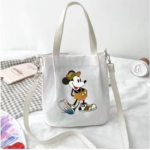 Disney Mickey new simple and versatile student one-shoulder diagonal canvas bag girl mobile phone coin bag lady shopping bag