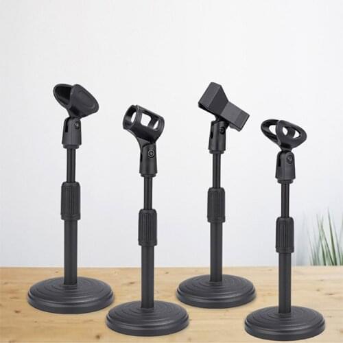 Desktop Microphone Stand Upgraded Adjustable Table Mic Stand with Base Micro Microphone Holder Mic Clip for Podcasts Singing