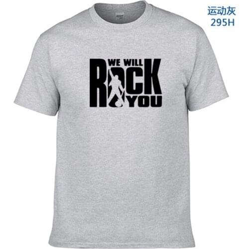 Top Quality Cotton Summer We Will Rock You T Shirt Men Cool Printed T-shirt Short Sleeve Cotton Rock Roll TopsTop Quality Cotton