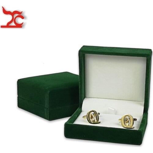 Wholesale Quality Mens Cufflinks Box Green Velvet Jewelry Cufflinks Storage Package Organizer Gift Box Case Holder 7*7.5*3.5cm