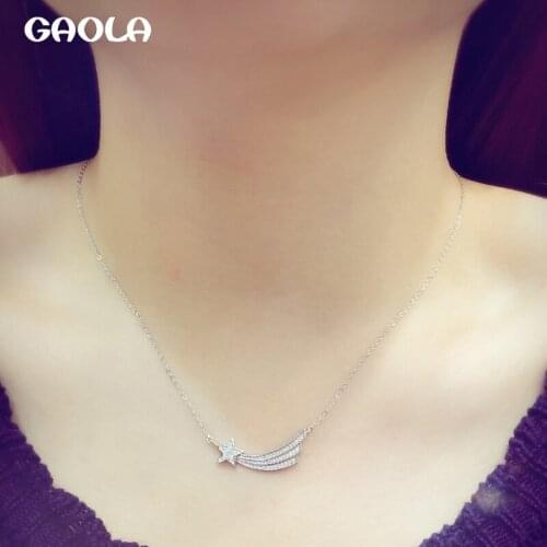 GAOLA Meteor Necklace Star Tail Pendant Transparent Cubic Zirconia Necklace Female Girl Fashion Gift GLD0827