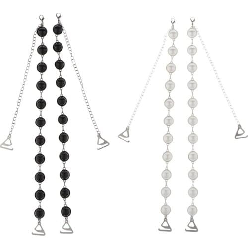 1 Pair Womens Pearl Beads Bra Strap Belt Adjustable Detachable Underwear Bra Strap Elastic Shoulder Straps Intimate Accessories