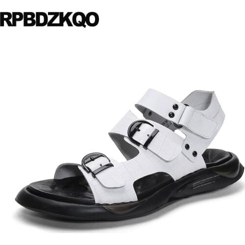 Men gladiator sandals summer native famous brand white high quality designer open toe italian genuine leather roman shoes casual