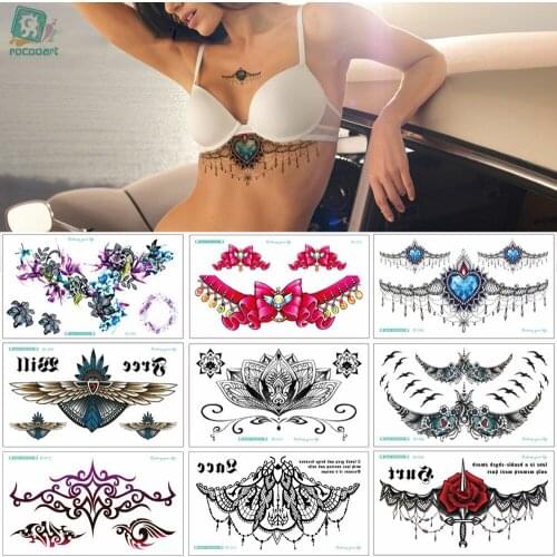 Sexy Rose Heart-shaped Wreath Fake Tatto Back Leg Arm Lotus Big Size Temporary Tattoo Stickers Waterproof Tatoo For Women Girl