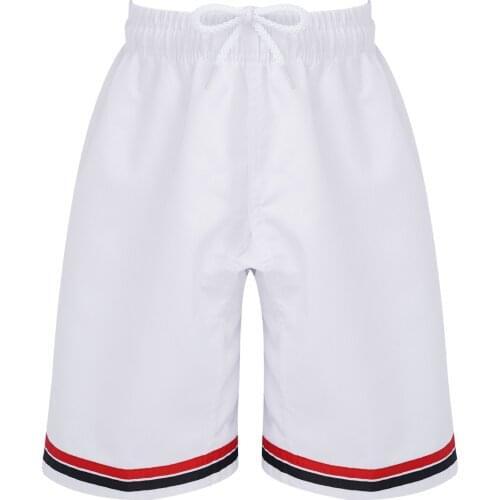White Kids Girls and Boys Pure Color Elastic Waistband Drawstring Sport Shorts for Taekwondo Workout Training Casual Home Wear