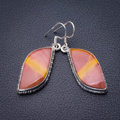 StarGems Natural Royal Imperial Jasper Handmade 925 Sterling Silver Earrings 1.75" E0559