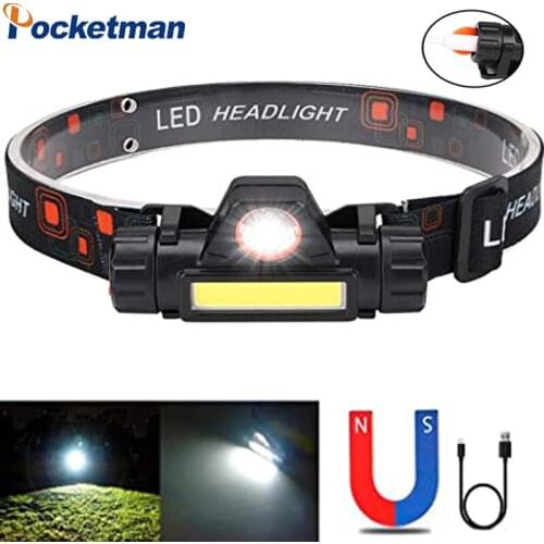 LED Headlamp Built-in USB 18650 Rechargeable Battery LED Headlamp COB Work light 2 Mode Lamp With Magnet Waterproof Headlight