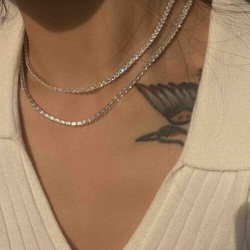 Surprise Price Sweater Chain Necklaces zircon name necklace zircon choker chain iced out white gold chain for women for party