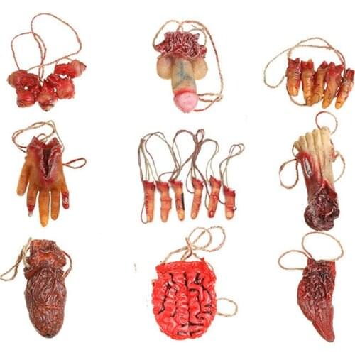 Halloween Horror Props Bloody Hand Haunted House Terror Party Decor Scary Hand Finger Leg Foot Brain Heart Halloween Supplies