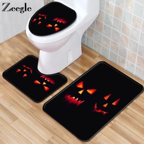 Zeegle Bath Mat Set Anti Slip Bathroom Doormat Absorbent Toilet Pedestal Rug Flannel Soft Foot Mat Washable Soft 3pcs Toilet Set
