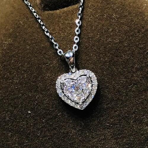 Heart shape 3ct moissanite Diamond Pendant Real 925 Sterling Silver Charm Party Wedding Pendants Necklace For Women Fine Jewelry
