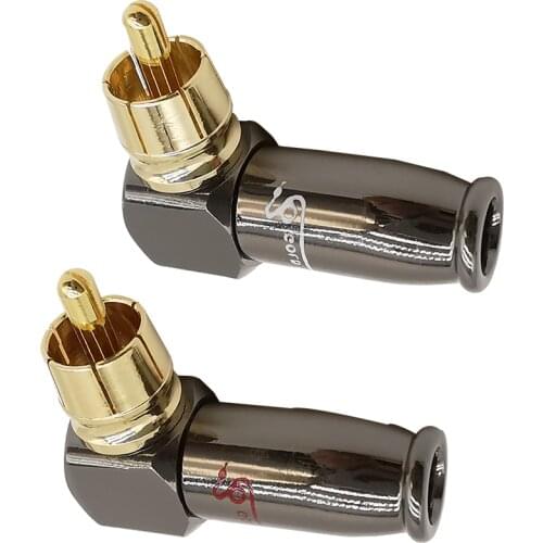 1Pair Right Angle 90 Degree RCA Male Plug Connector L Shape RCA Connector Soldering Audio Video Wire Cable Connector