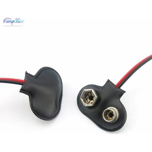 10Pcs Black T-Type 9V PPP3 Battery Wire Junction Snap Clip Case Socket With Wires