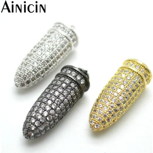 10pcs Rhinestone Crystal Setting Bullet Shape Necklace Pendants Fashion Man and Women jewelry Making Findings