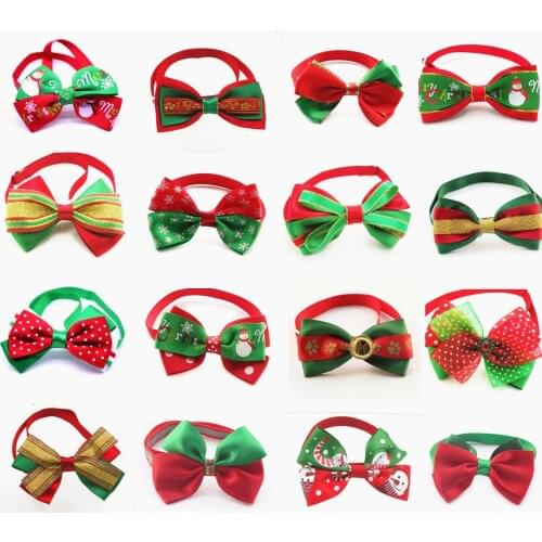 100pcs Christmas Pet Dog Accessories Dog Bow Ties Santa Snowman Small Dog Bowties Neckties Pet Supplies