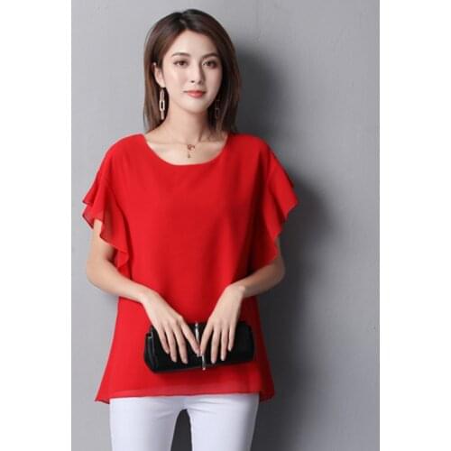 2020 Fashion Brand Womens blouse Summer Butterfly Sleeve Chiffon Shirt Casual blouse Plus Size 5XL 6XL 7XL Loose Female Tops