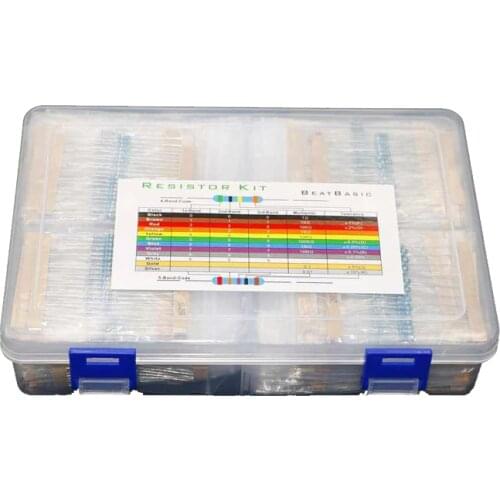 2600pcs/lot 130 Values 1/4W 0.25W 1% Metal Film Resistors Assorted Pack Kit Set Lot Resistors Assortment Kits Fixed resistor