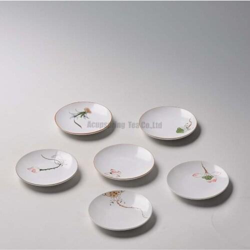 6pcs Ceramic Tea plate Drainage Cup Teapot Mat Gongfu Tea Table Serving Plate Tea Trays Teaware porcelain,good gifts