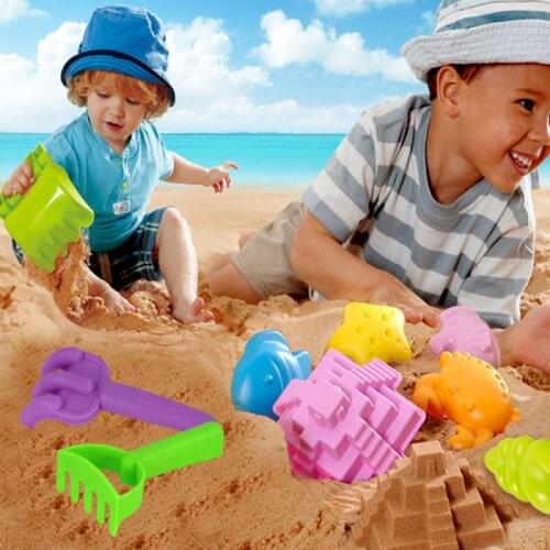 6Pcs/Set Beach Toys Portable Castle Sand Clay Novelty Beach Toys Model Clay For Moving Sand Kids Outdoor Toys Gift