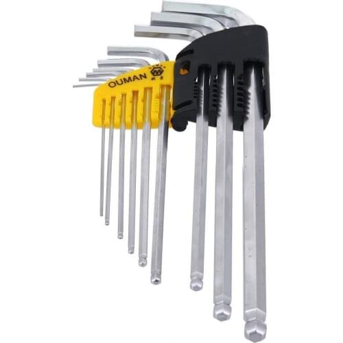9Pcs/Set Car Ball End Hex Wrench L-Type Security Bits Steel Heavy Duty Ball End Hex Keys Set Car Disassembly Tool