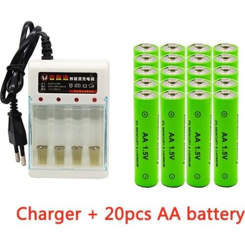 AA battery 3000mAh 1.5V alkaline AA rechargeable battery for remote control toy light battery EU plug1.2V 1.5V AA AAA charger