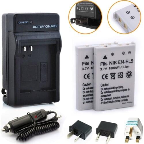 [HIBTY] 2pcs EN-EL5 ENEL5 camera Battery batteries AKKU + Charger For NIKON Coolpix 3700 4200 5200 5900