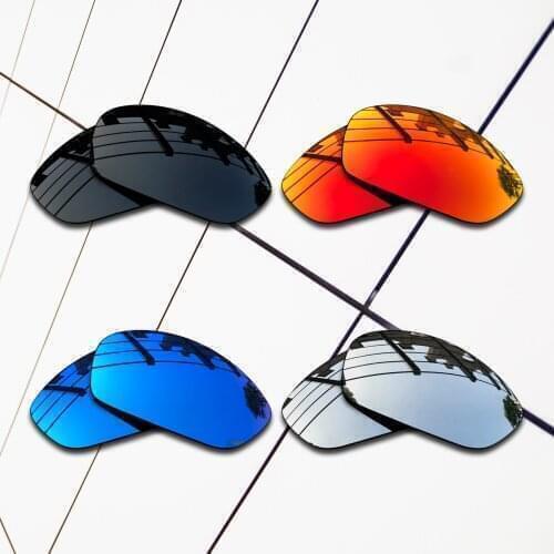 E.O.S 4 Pairs Black & Silver & Ice Blue & Fire Red Polarized Replacement Lenses for Oakley Juliet Sunglasses