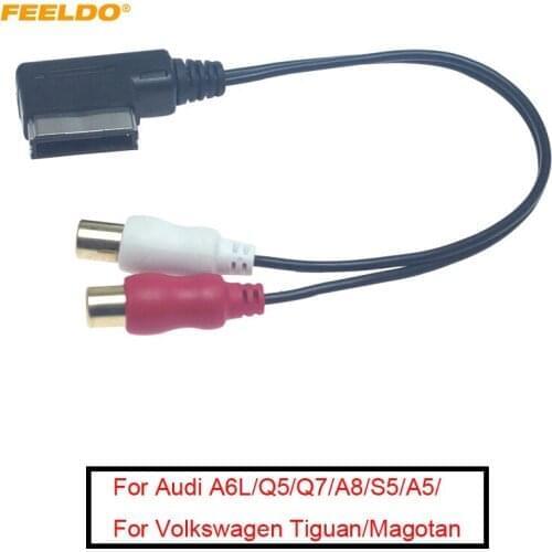 FEELDO 10Pcs Car Audio Music MDI/AMI Interface To 2-RCA Female AUX Cable For Audi Volkswagen Skoda Wire Aux Adapter #AM6213