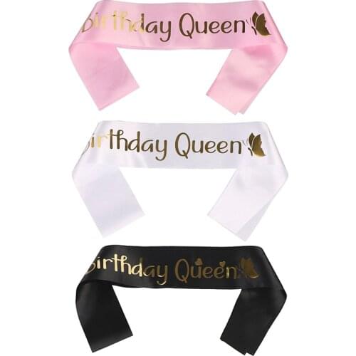 HOT Elegant Birthday Queen Satin Sash Women Girls Queen Birthday Sash Birthday Party Decorations Ideas Supplies