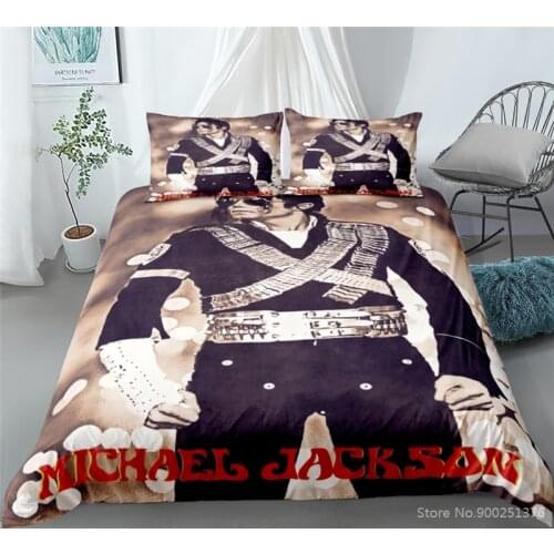 Michael Jackson 3D Printed Bedding Set Twin Full Queen King Size Soft Duvet Cover Set Bed Linens Bedclothes for Boys Girls Adult