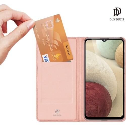 For Samsung Galaxy A12 DUX DUCIS Skin Pro Series Leather Wallet Flip Case Full Protection Steady Stand Magnetic Closure