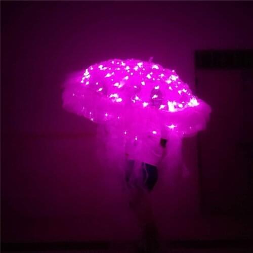 KS22 Party dance led costumes pink led umbrella luminous Jellyfish bar perform dress props dj wears clothe glowing white lighted