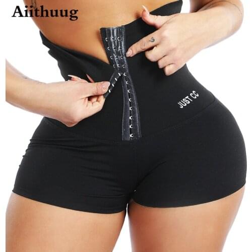 Aiithuug Gym Workout Shorts Body Building Pants Waist Training Exercise Leggings Slimming Weight Loss Trousers Black Leggings