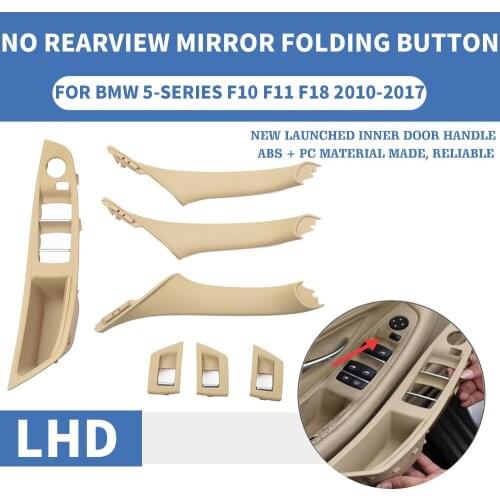 LHD Left Hand Car Interior Door Pull Handle Window Switch Panel Trim No Mirror Folding Button For BMW F10 F11 F18 520 523 525