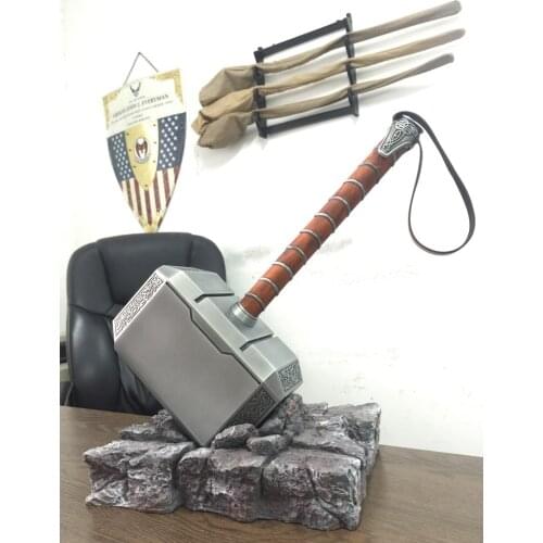 [Metal Made] Collection 1:1 Cosplay hammer mjolnir toy adult costume party metal hammer base stand model