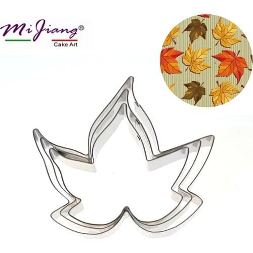 Mijiang New Stainless Steel Maple Leaf Cutters Set DIY Sugar Paste Cookie Slicers Mould Fondant Cake Decorating Tools A401