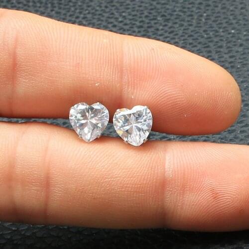Fashion Stainless Steel Jewelry Mutil Size Stud Heart Earrings For Woman & Girl Party Gift EASKAABN