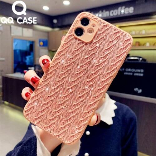 Fashion Blue Fabric Glitter Phone Case For iPhone 12 MINI 11 Pro Max 7 8 Plus SE 2 2020 X XS MAX XR Shining Cloth Soft Cover