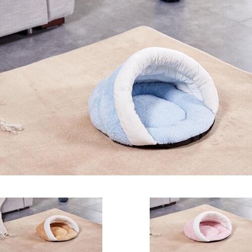 Soft Polar Fleece Dog Beds Winter Warm Pet Heated Mat Small Dog Puppy Kennel House for Cats Sleeping Bag Nest Cave Bed