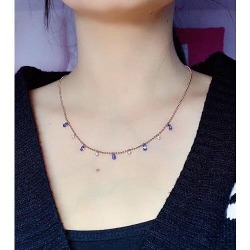 Natural and Real Tanzanite necklace pendant 925 sterling silver Fashion Necklace