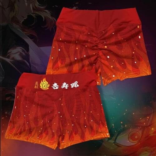 New Anime Demon Slayer Rengoku Kyoujurou Cosplay Costumes Kokyuu Swimsuit Sweatpants Teens Vest Top Beach Shorts Sportswear