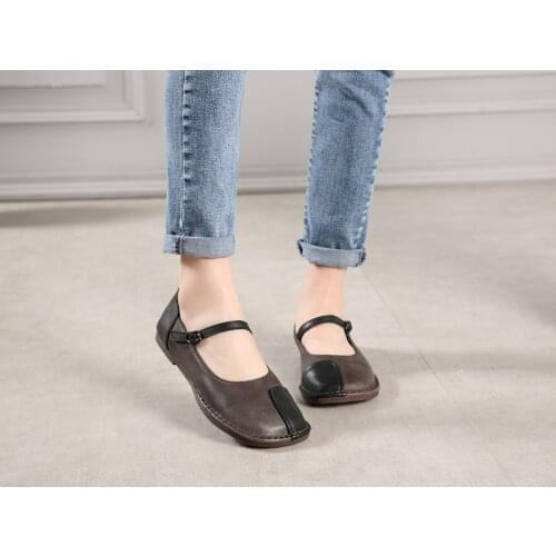 Genuine leatherLeisure timeRound headShallow mouthSingle-shoe low-heeled flat-soled shoes