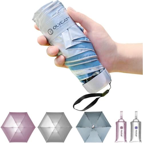 OLYCAT UPF50+ Quality Sun Umbrella Rain Women Titanium Silver Anti UV Mini For Kids Portable 5Fold Windproof Umbrella Paraguas