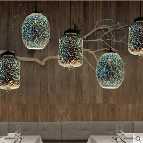 Pendent Lamp Restaurant Creative Light Colored Glass Bar Lamps and Lanterns Clothing Store Droplight Cafes Lamp