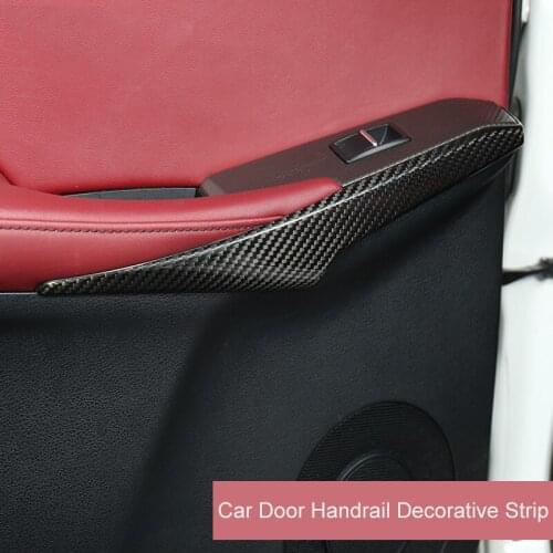 QHCP Carbon Fiber Door Handrail Cover Trim Decorative Strip Side Panel Sticker 4Pcs/Set For Lexus IS250 200T 300 Car Accessories