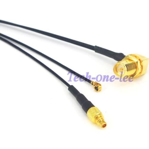 RP-SMA RP SMA female to Y Type Dual MMCX Male 1.13 Pigtail Cable+ IPX 1.13 ipx Adapter Connector Cable