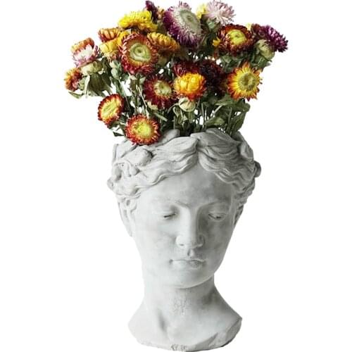 Athena Head Sculpture Flower Pot Desk Moder Ceramic Vase Decor Human Head Hand Painted Flower Arrangement Statue Planter Holder