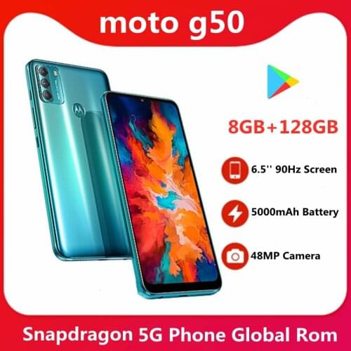 Global Rom Lenovo Moto G50 5G Smart Phone 5000mAh Battery 6.5'' 90Hz Screen Snapdragon 4350 48MP Main Camera Google Play Store