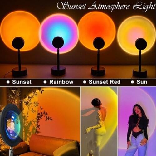 1PC Led Sunset Projection Lights Background Like Galaxy Projector Atmosphere Rainbow Lamp Decoration for Live Broadcast Bedroom