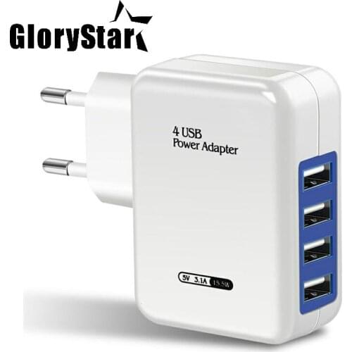 4Ports USB Smart Charger EU Plug Multiple Wall Adapter Mobile Phone Device 5V 3A Charge Fast Charging For iPhone Android tpye c